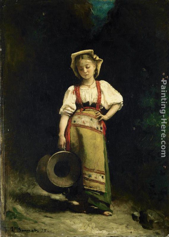 Italian Girl with a Jug painting - Leon Bonnat Italian Girl with a Jug art painting